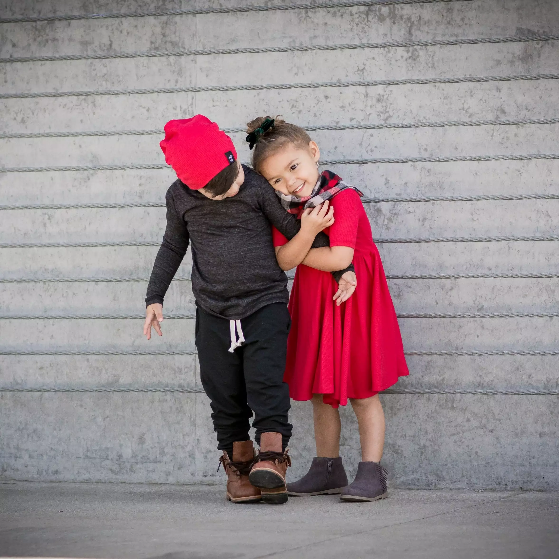 Red Bamboo Dress with Mid Sleeve