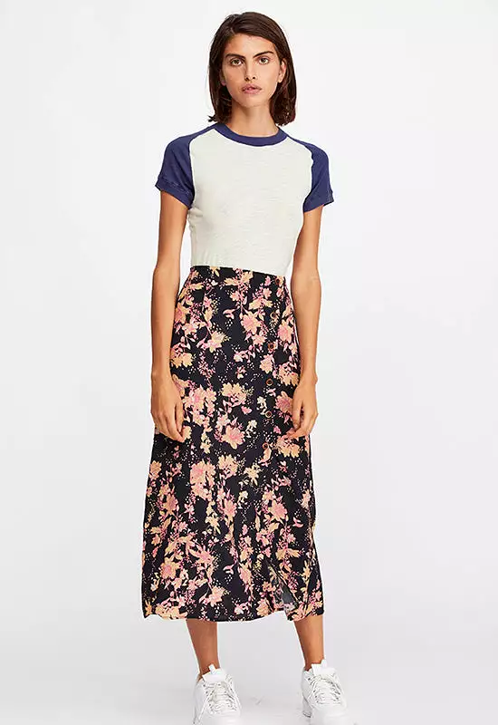 Retro Love Black Multi Midi Skirt - Free People