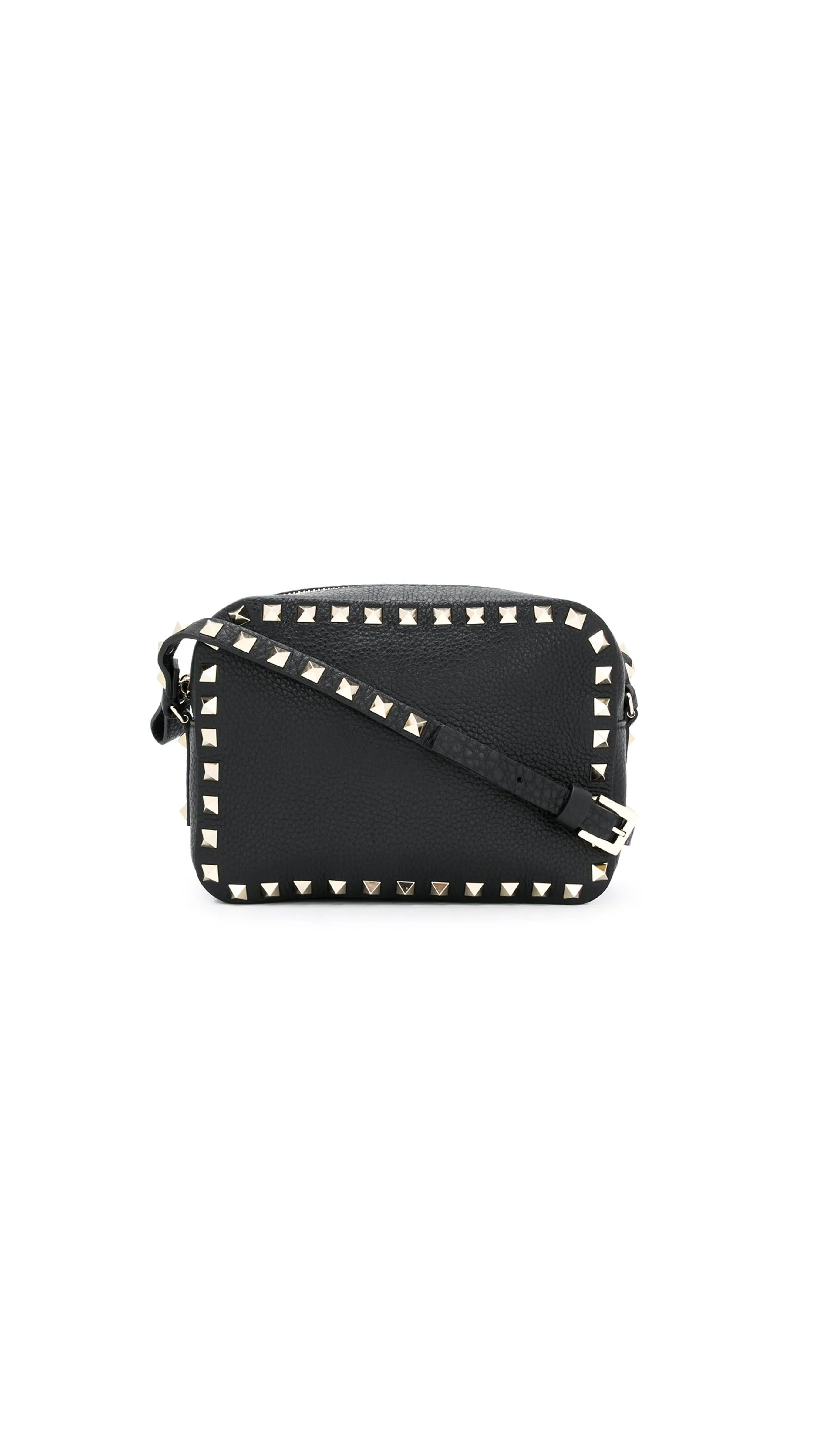 Rockstud Leather Crossbody Bag - Black