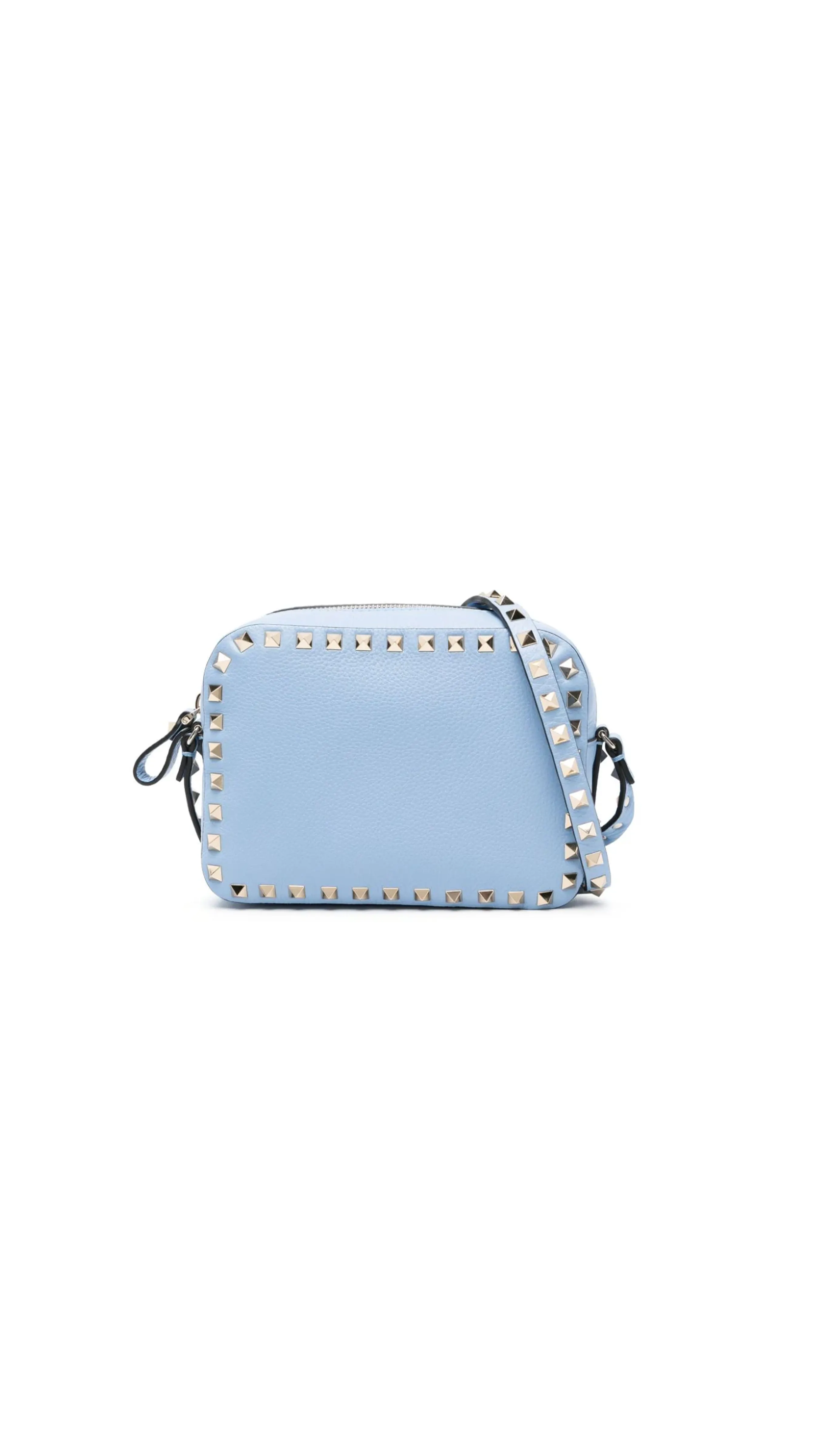 Rockstud Leather Crossbody Bag - Light Blue