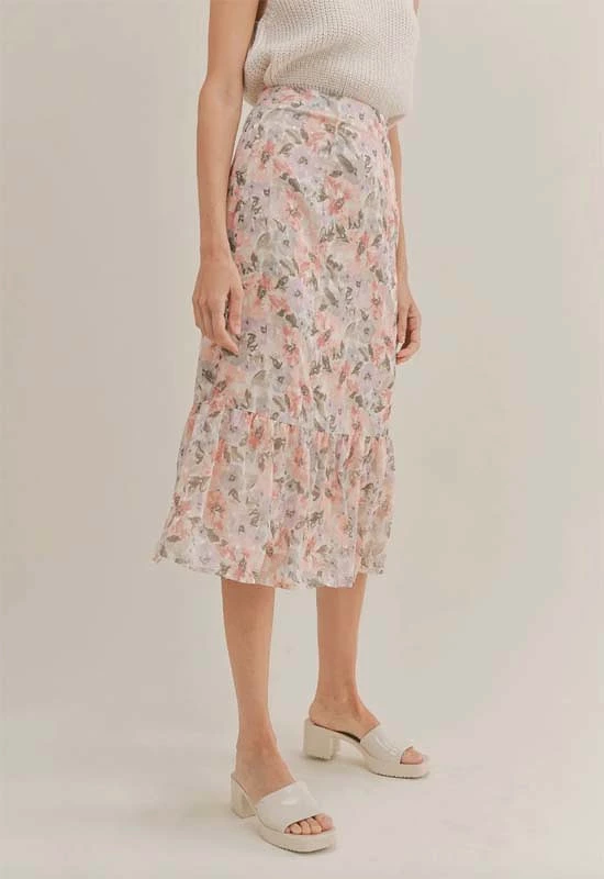 Sadie & Sage Dune Flowers Ivory Apricot Skirt