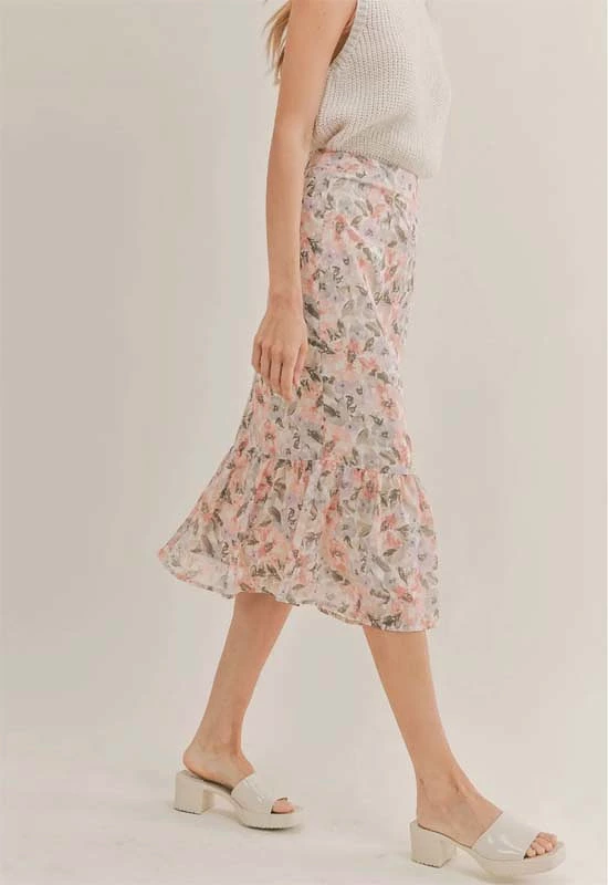 Sadie & Sage Dune Flowers Ivory Apricot Skirt