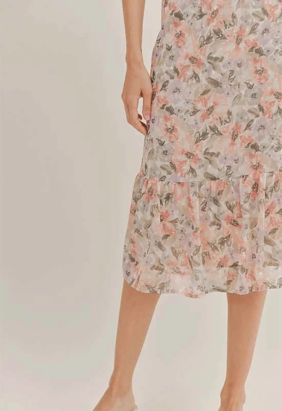 Sadie & Sage Dune Flowers Ivory Apricot Skirt