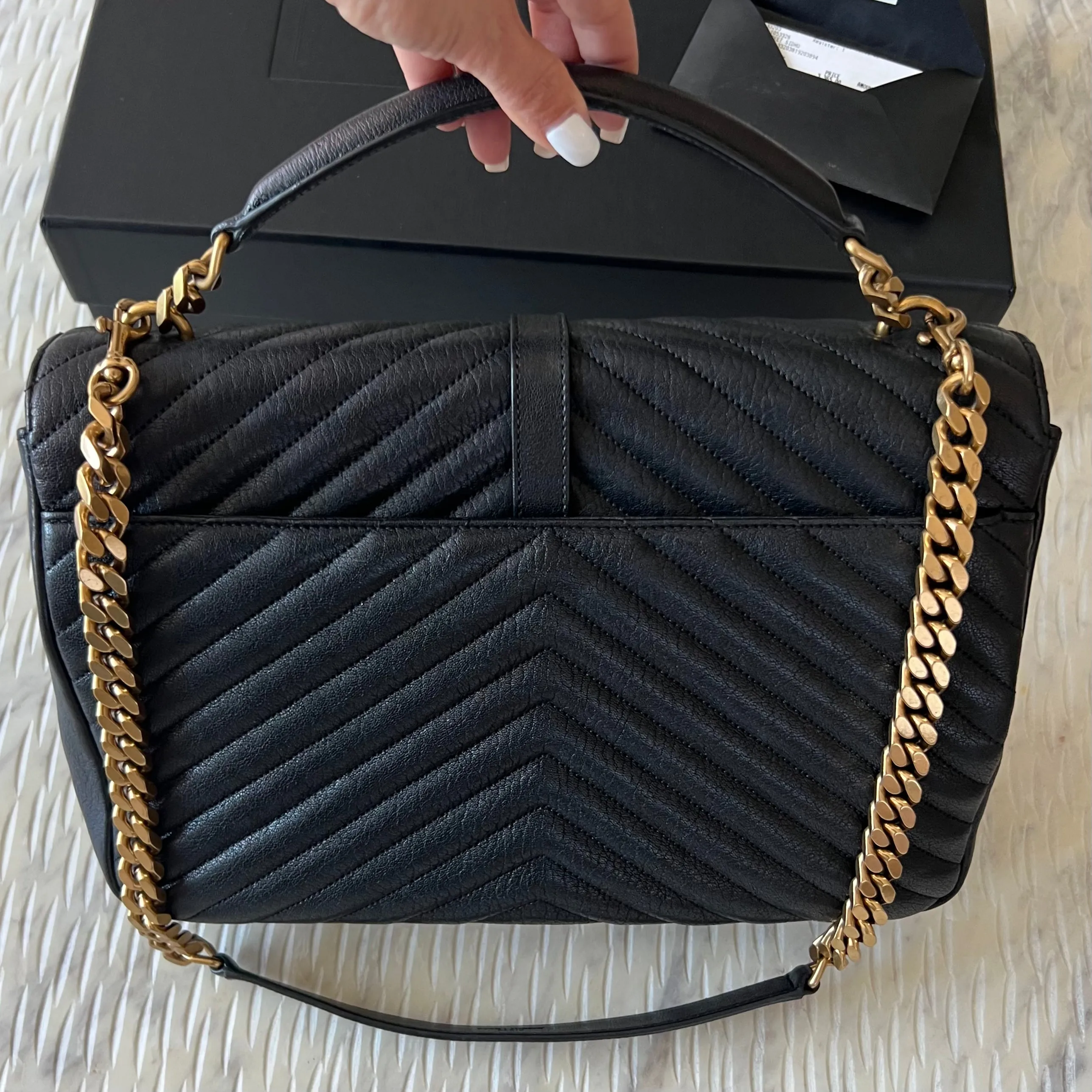 Saint Laurent College Large Chain Bag - Quilted Leather | Official Website