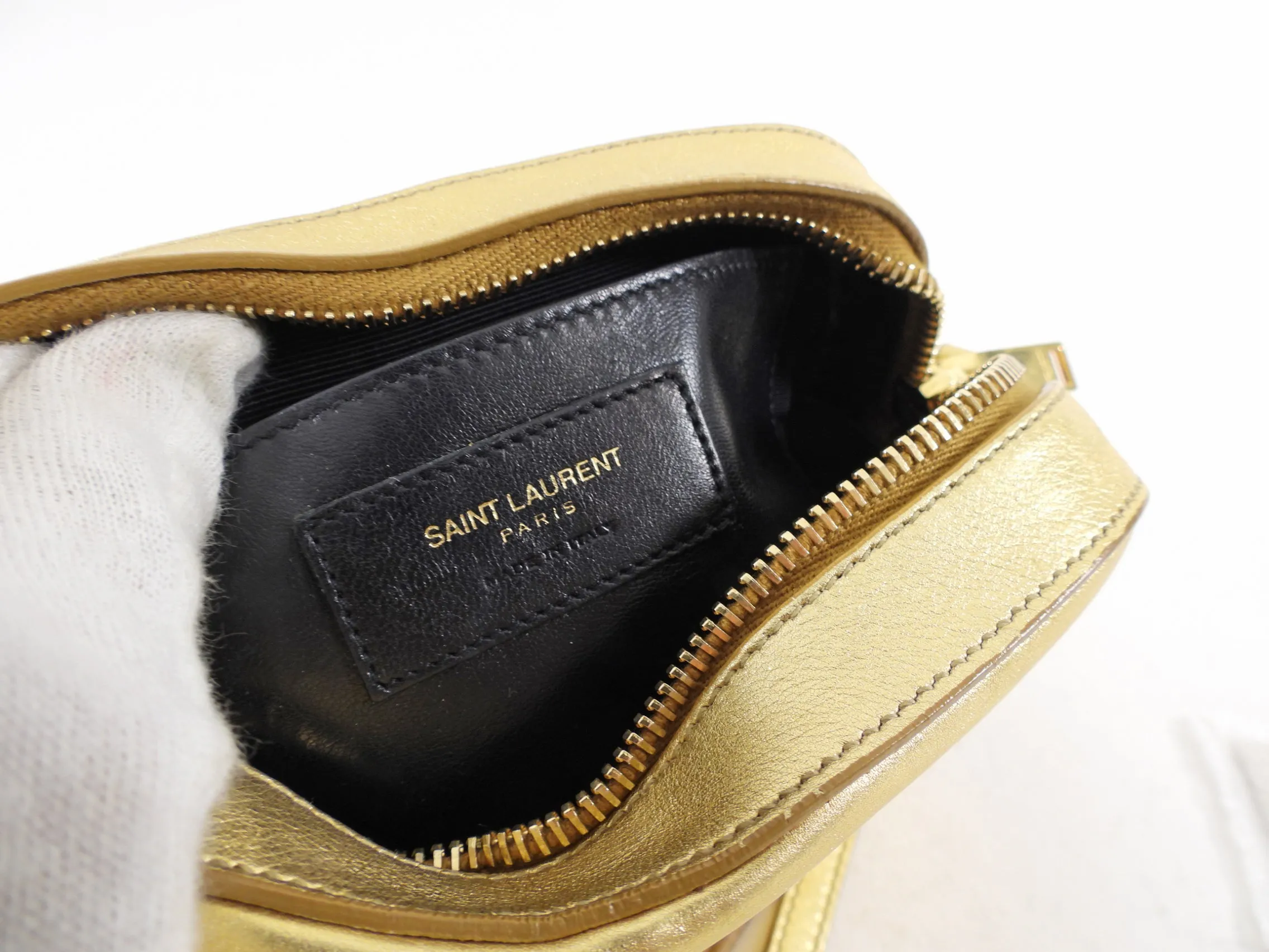 Saint Laurent Gold Leather Classic Camera Crossbody Bag