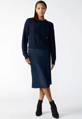 Sanctuary Navy Reflection Everyday Midi Skirt