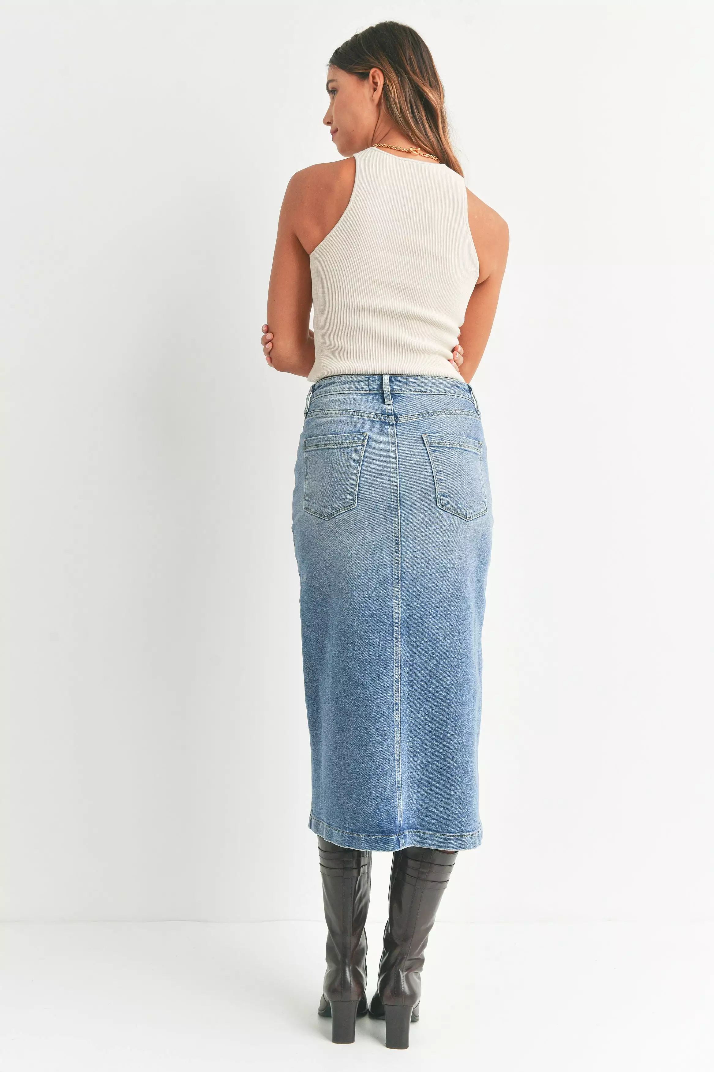 Sasha Denim Midi Skirt - Buy Now