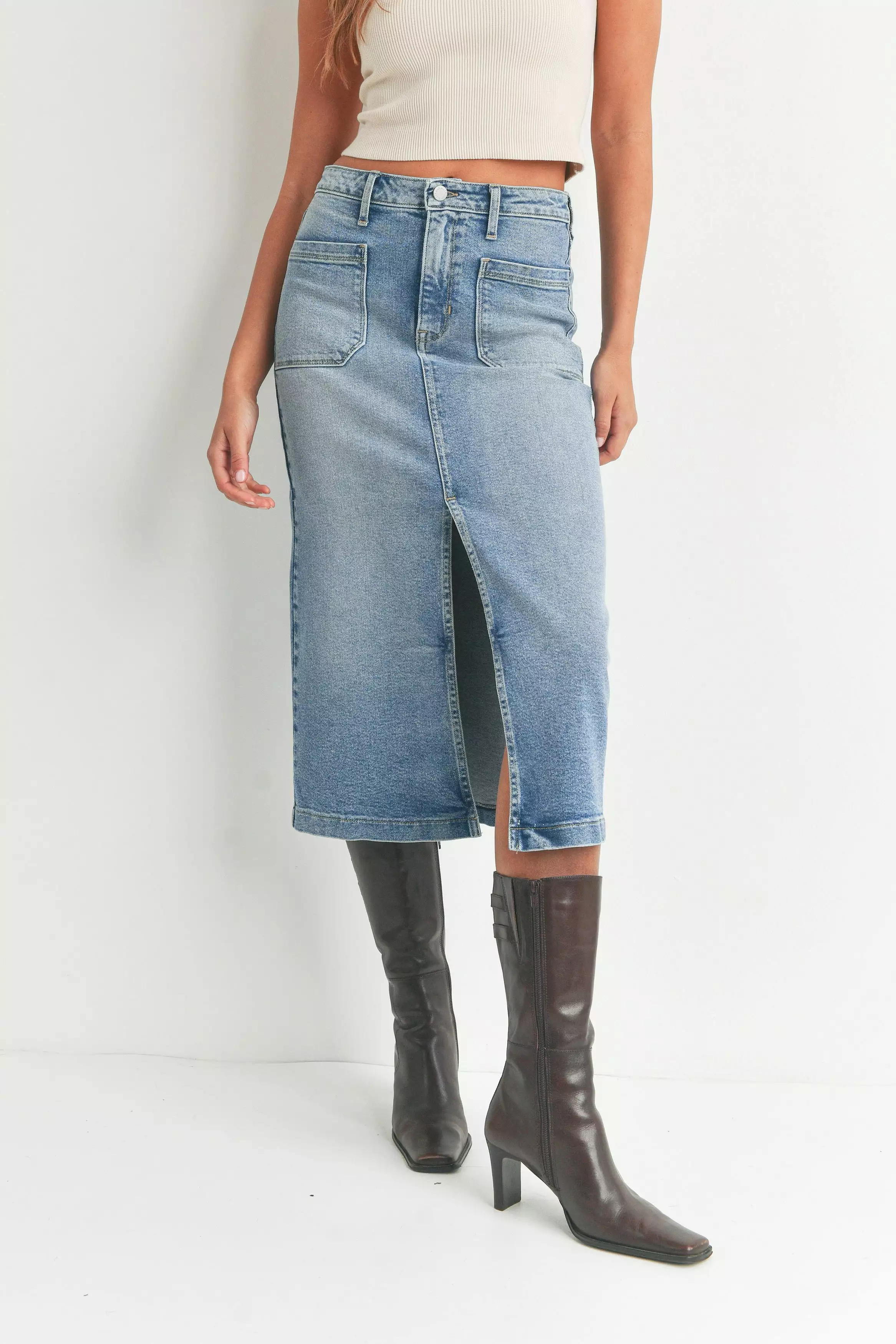 Sasha Denim Midi Skirt - Buy Now