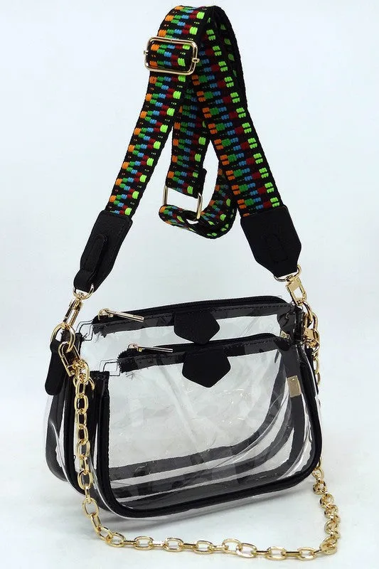 See Thru Clear 2-in-1 Crossbody Bag Guitar Strap