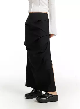 Semi-Ruched Maxi Skirt with Split - CF407