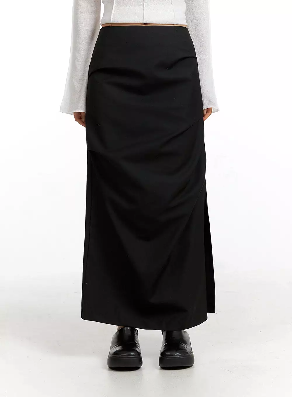 Semi-Ruched Maxi Skirt with Split - CF407