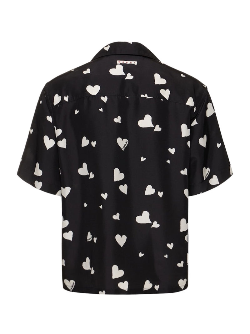 Silk Habotai Shirt with Heart Print - CUMU0213A4