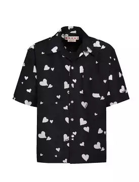 Silk Habotai Shirt with Heart Print - CUMU0213A4