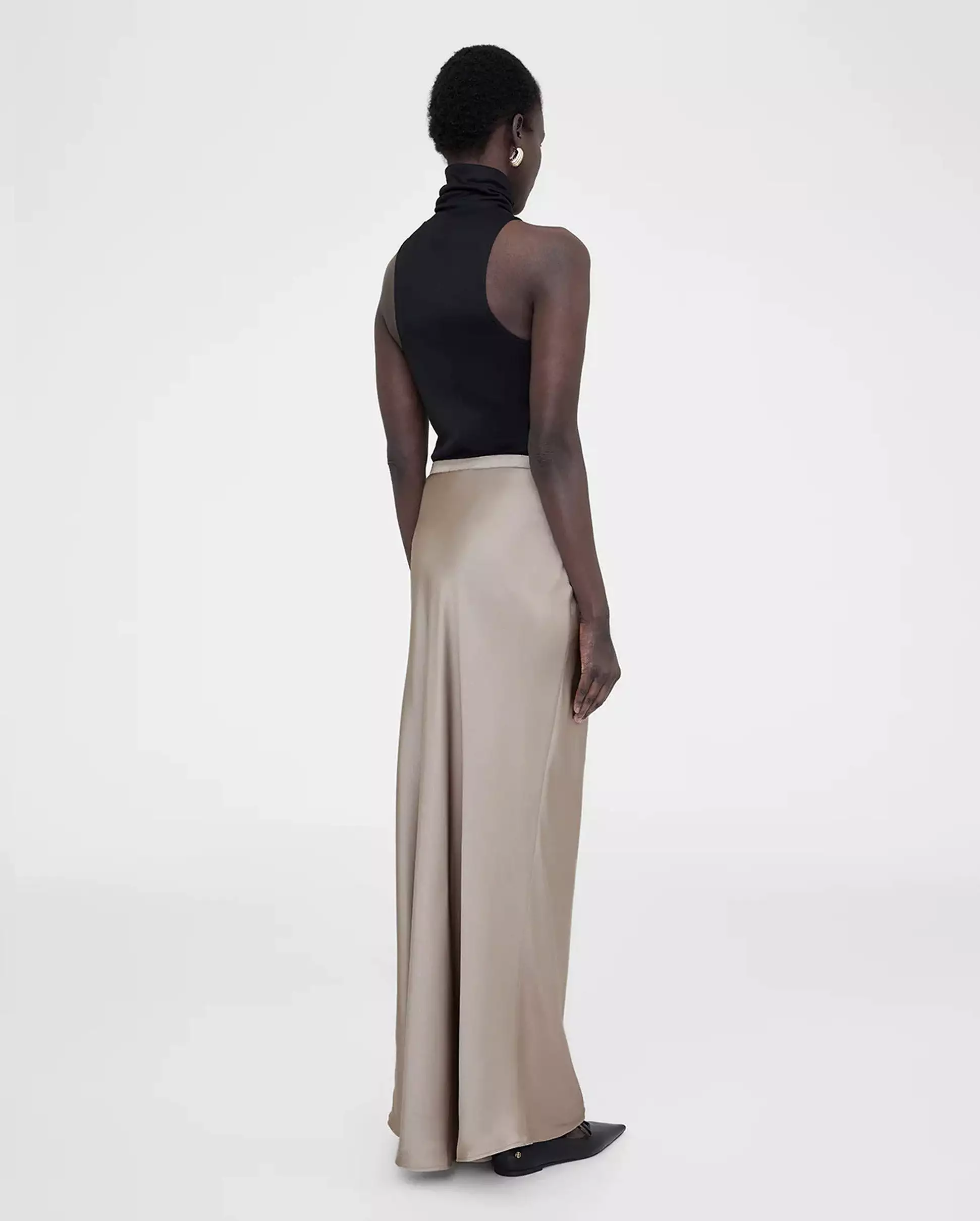 Silk Maxi Skirt in Taupe - Shop Now