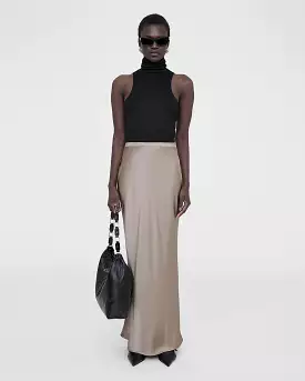 Silk Maxi Skirt in Taupe - Shop Now