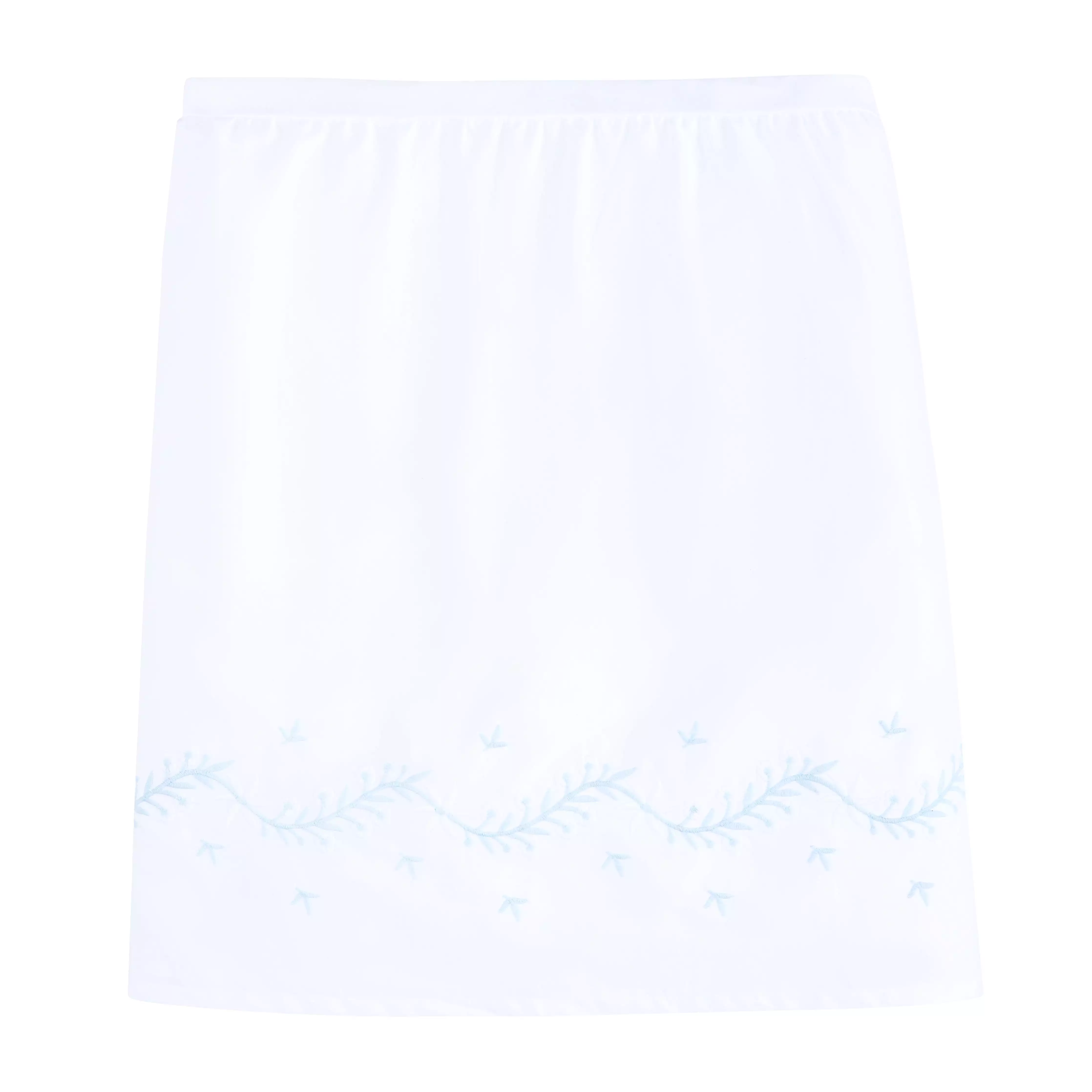 Sky Blue Embroidered Crib Skirt