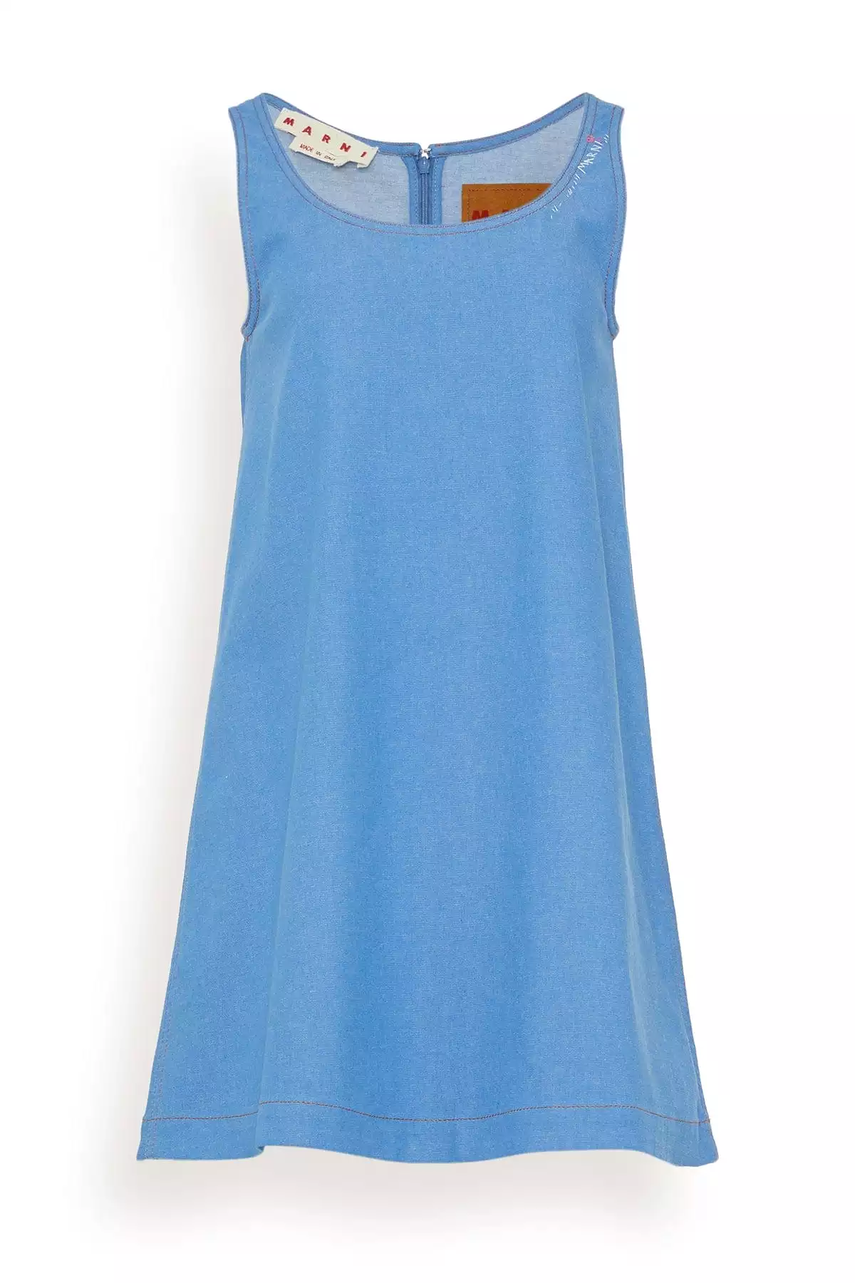 Sleeveless Denim Shift Dress, Azure