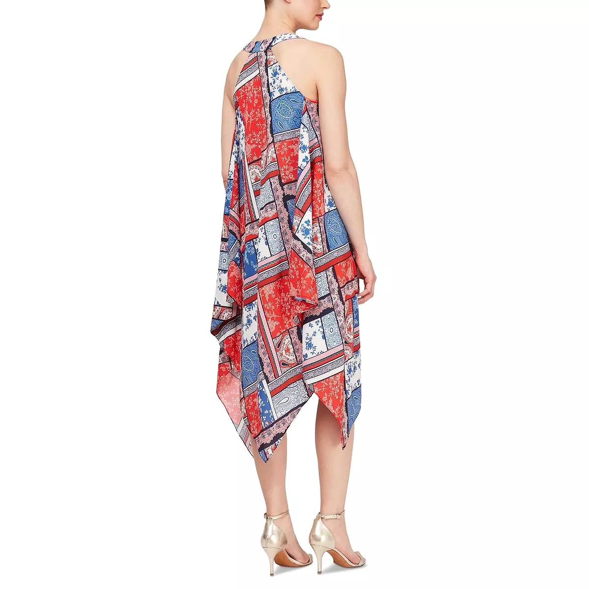 SLNY Women's Tea Length Printed Shift Dress.