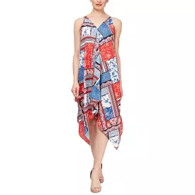 SLNY Women's Tea Length Printed Shift Dress.