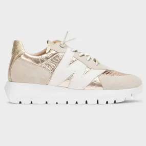 Sneakers donna Wonders beige in pelle