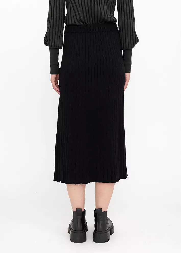 Soft Rebels Mary Midi Skirt Knit SR522-200 - Black