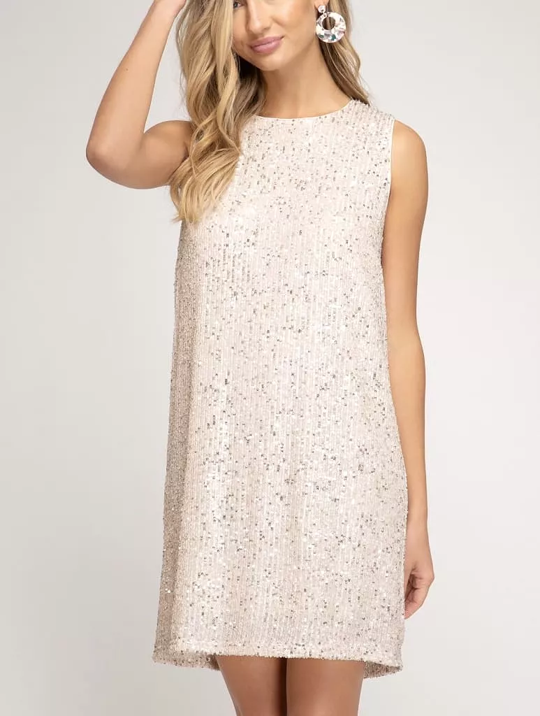 Sparkling Sequin Shift Dress