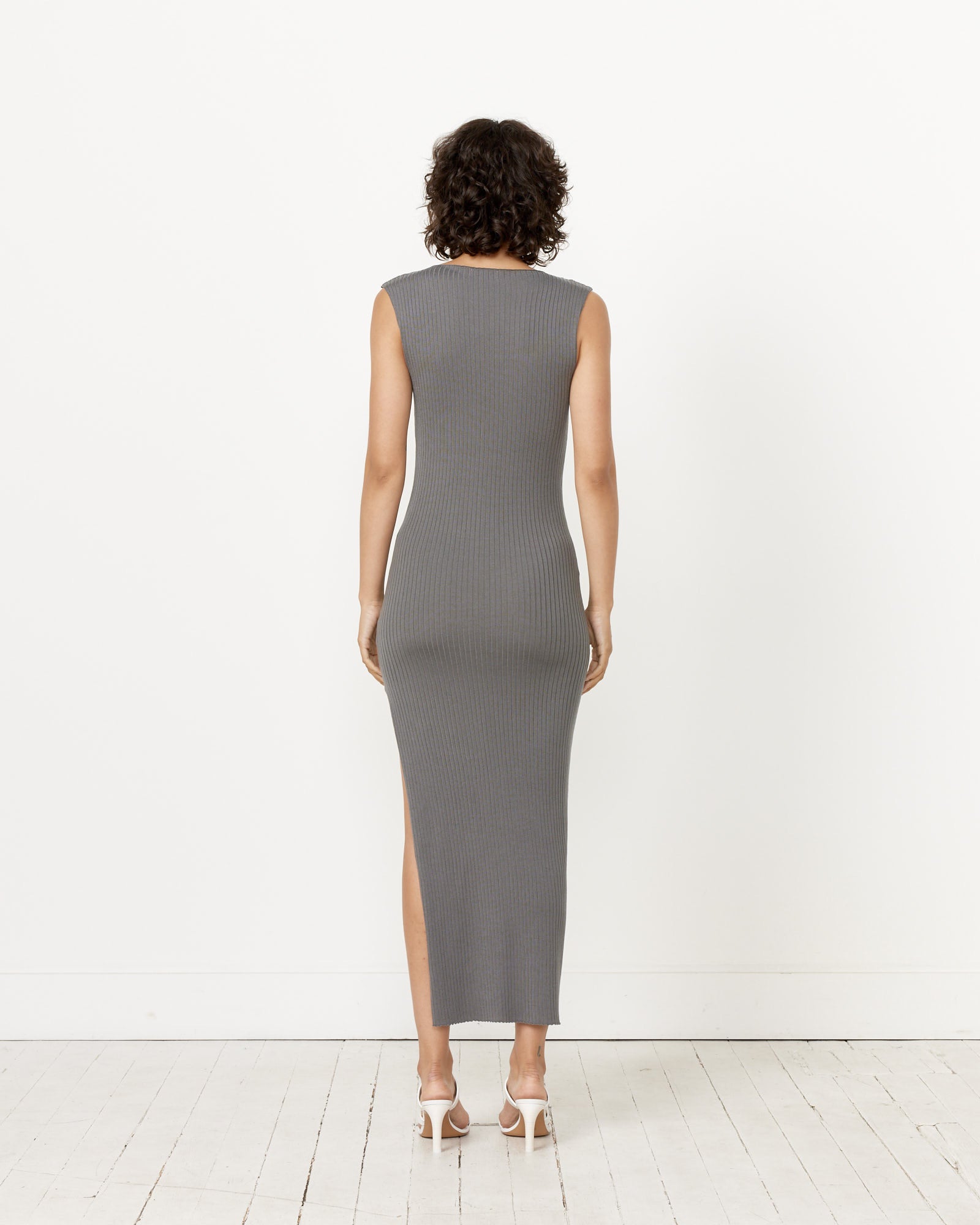 Stone Grey Cut Away Knit Dress