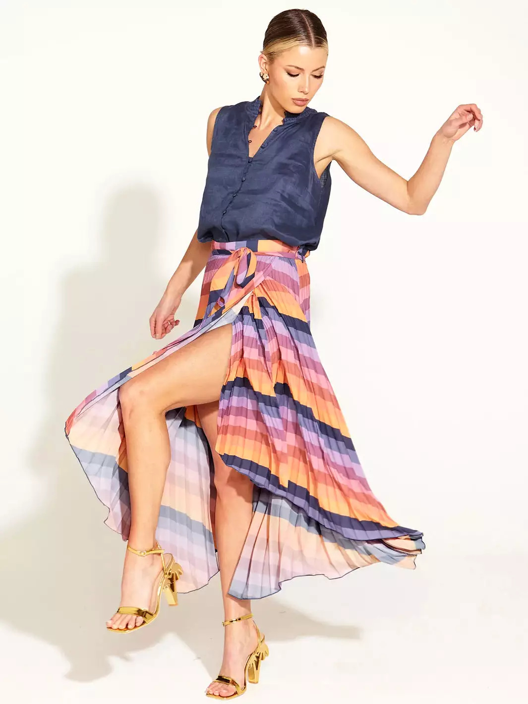 Sunset Pleated Midi Skirt