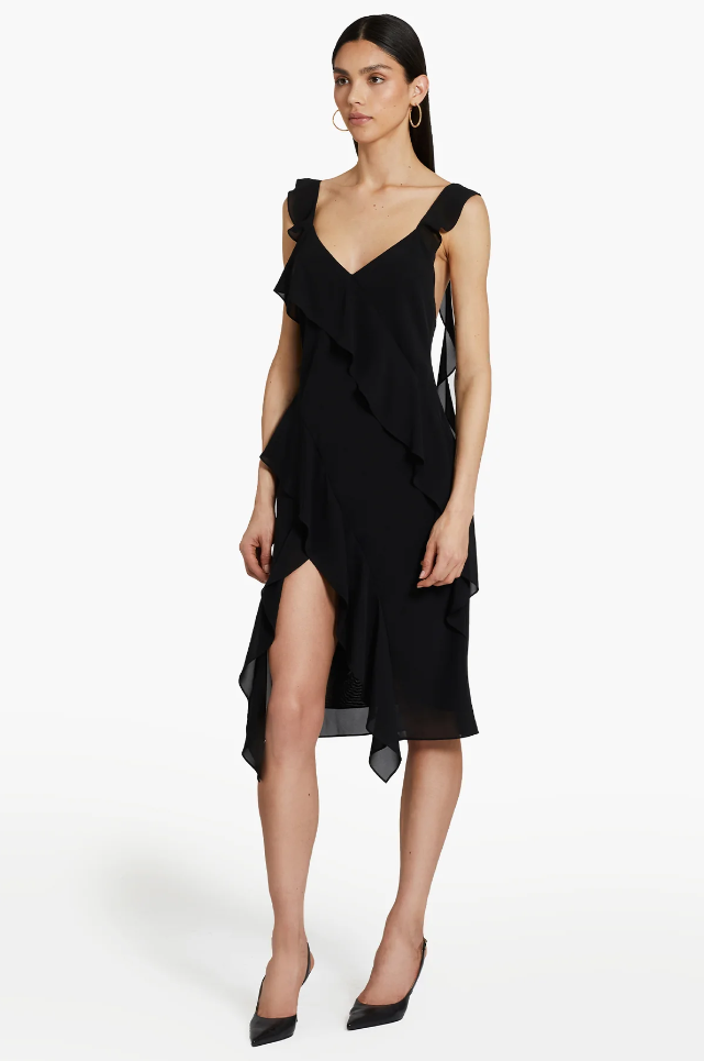 The best result for a black cantara dress on Google would be Stylish Black Cantara Dress.