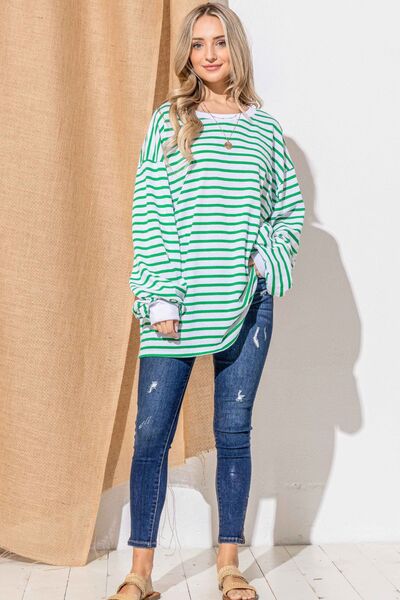 The result is Oversized Striped Balloon Sleeve Top - Shop Now.