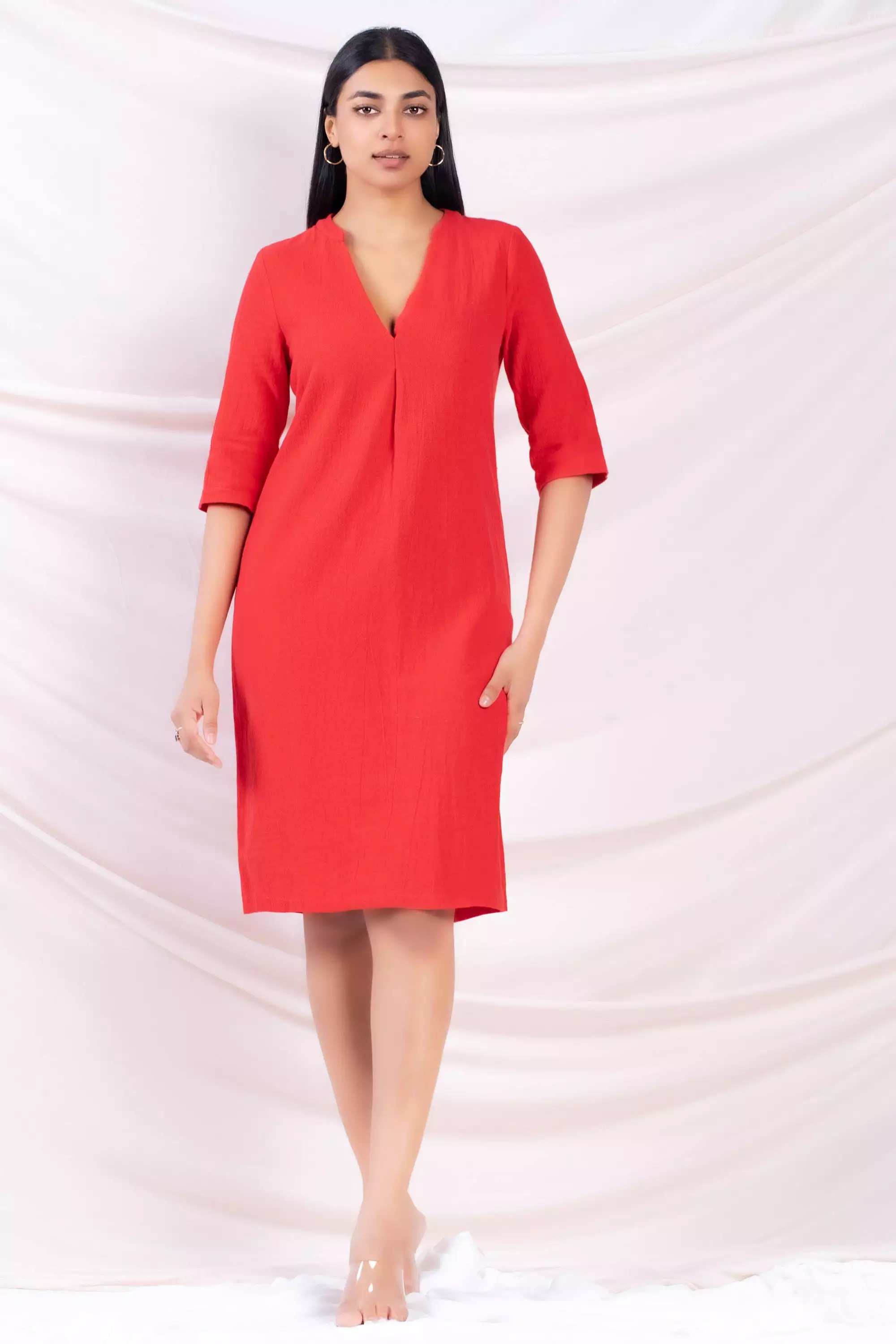 Three-Quarter Sleeve Mini Dress