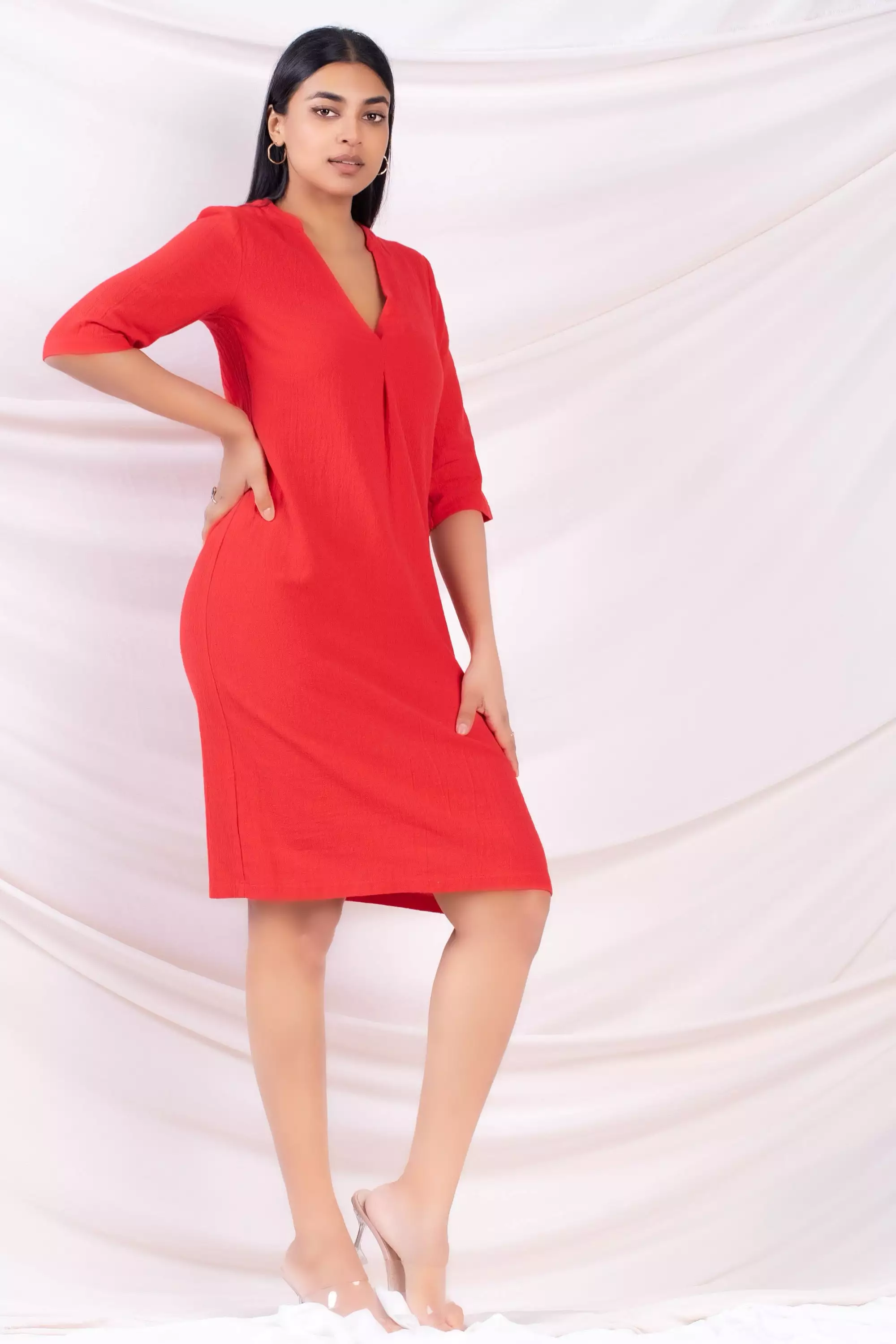 Three-Quarter Sleeve Mini Dress