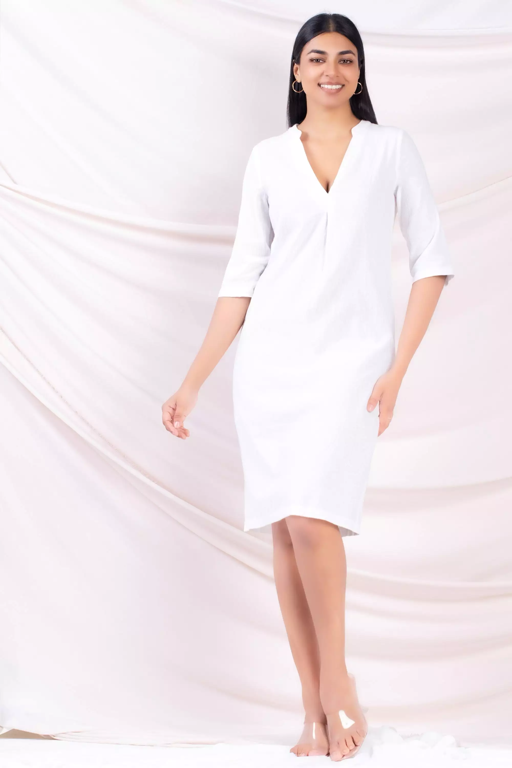 Three-Quarter Sleeve Mini Dress