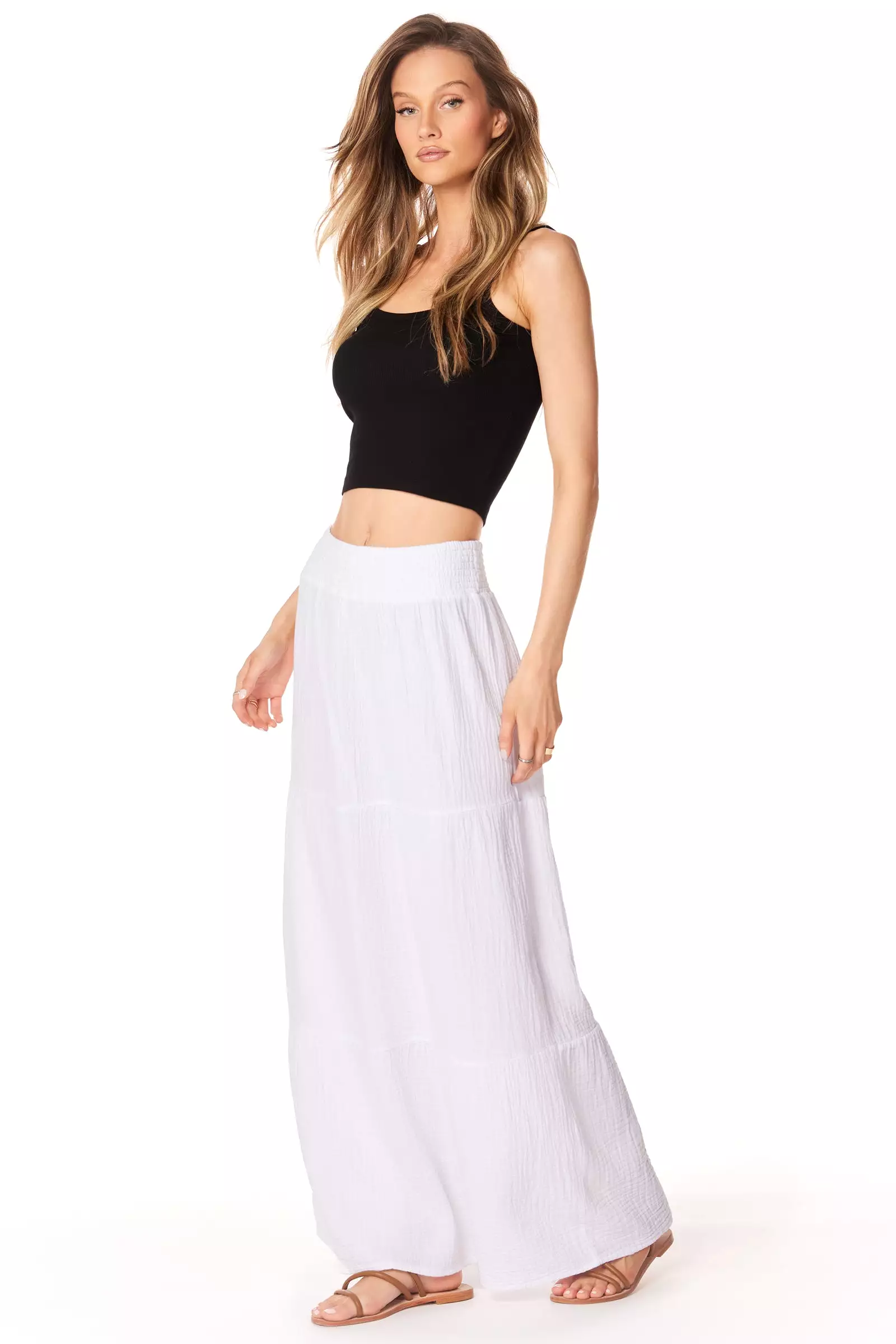 tiered maxi skirt