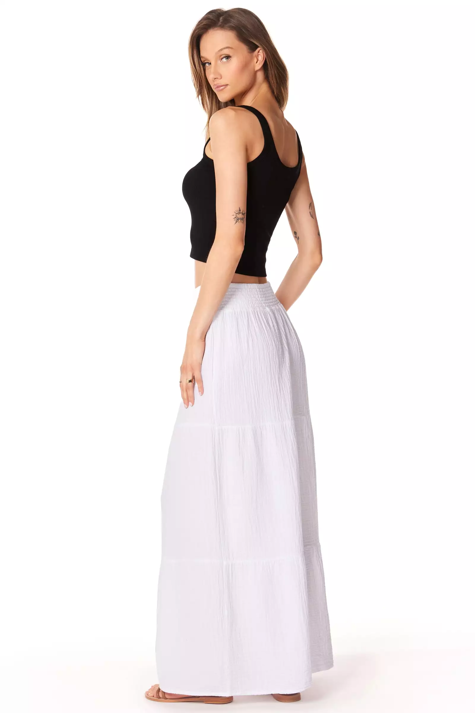 tiered maxi skirt