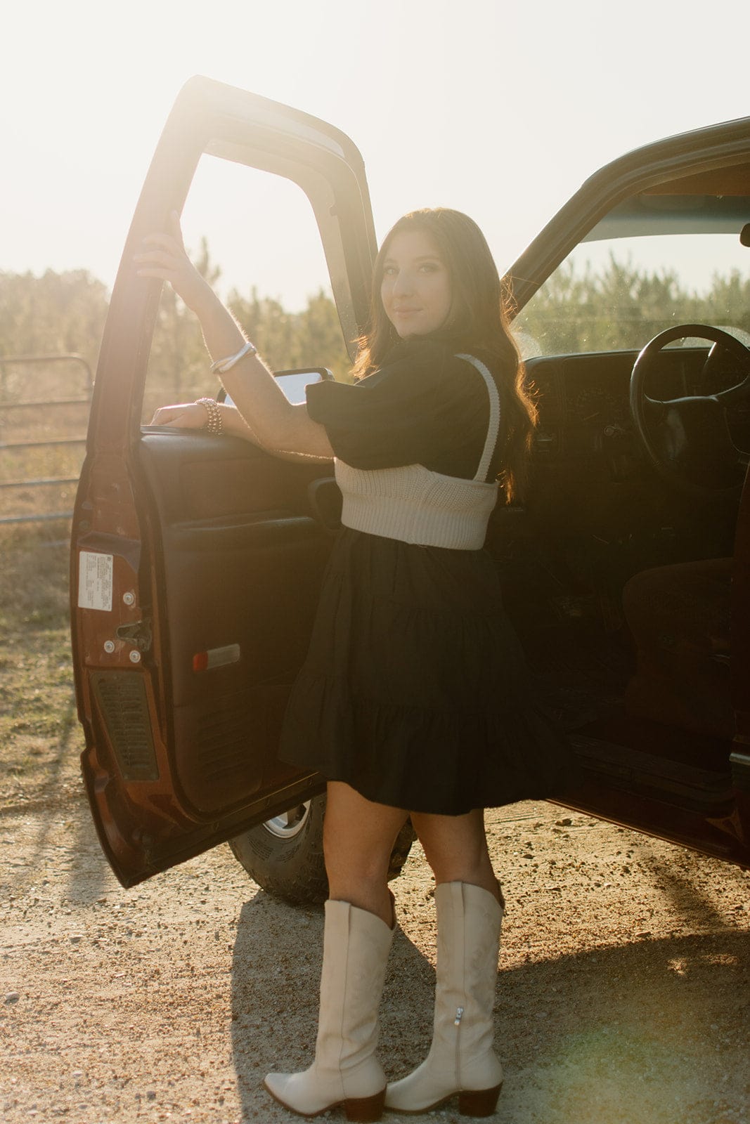 Tiered Mini Dress with Black Knit Detail