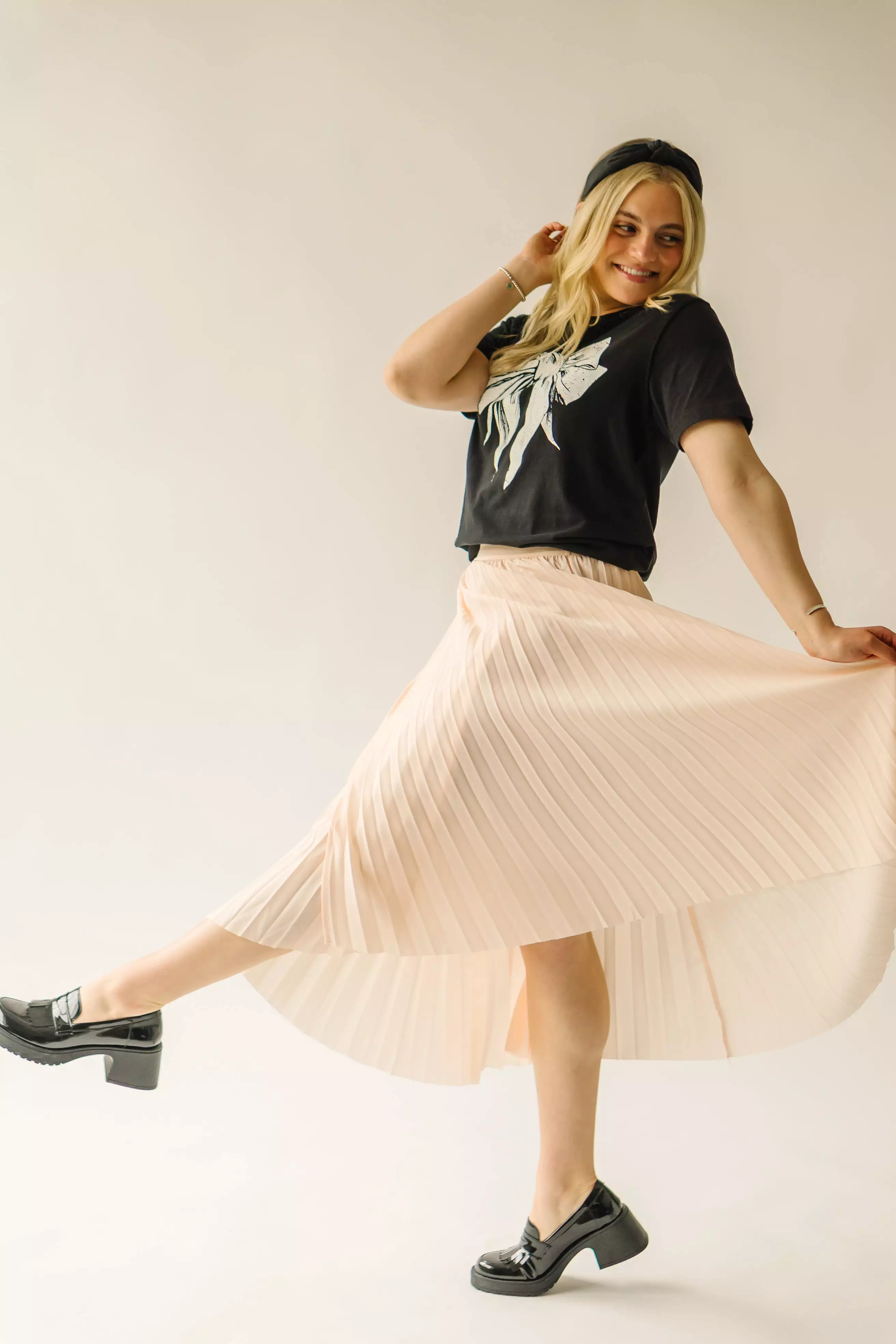 Trevin Pleated Midi Skirt - Blush