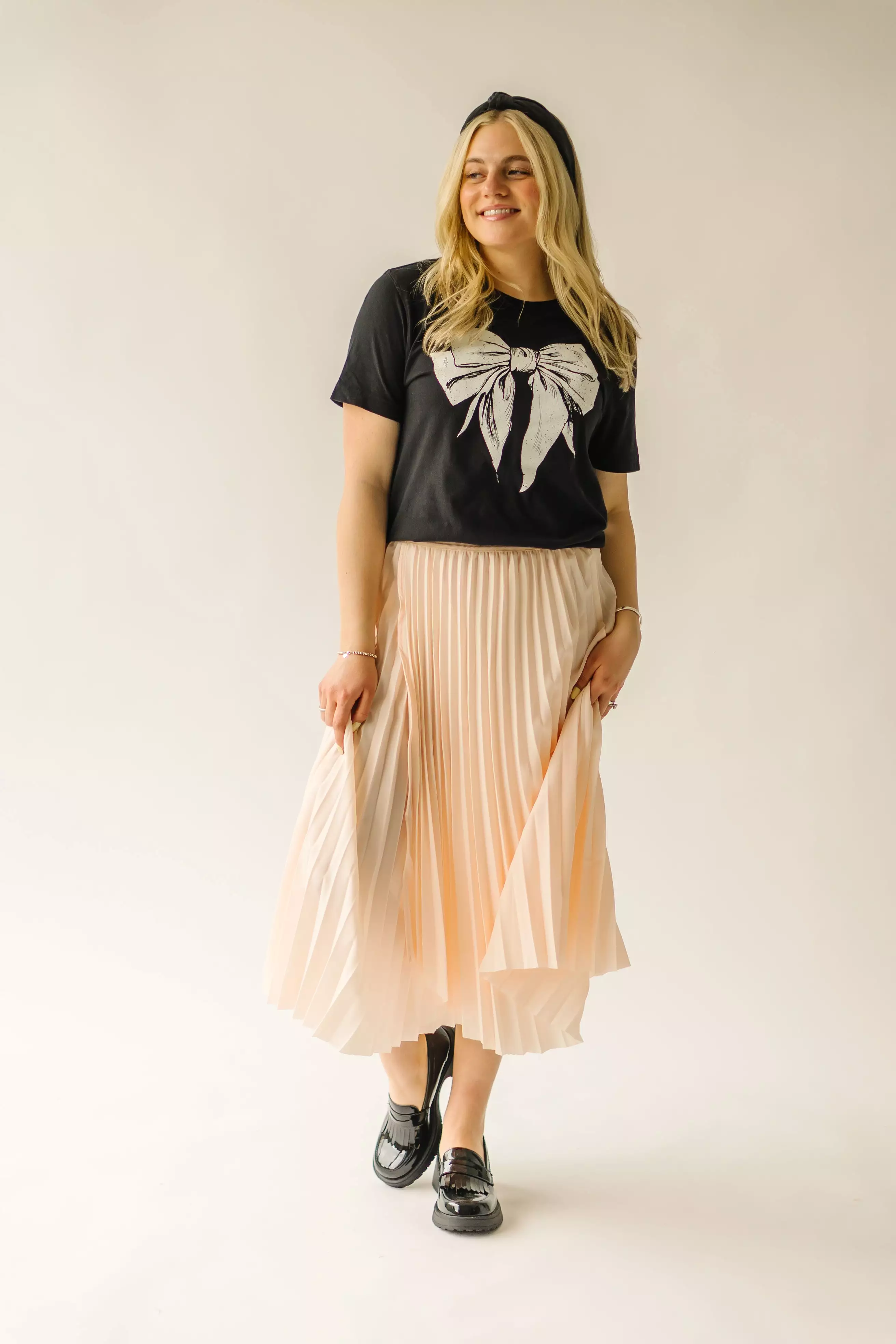 Trevin Pleated Midi Skirt - Blush