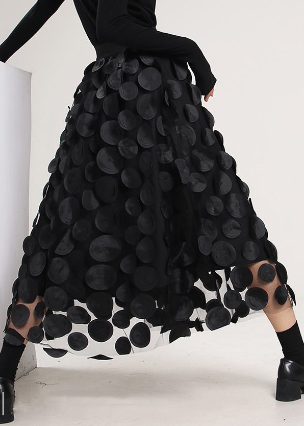 Unique Black Patchwork Tulle Skirts AB1042