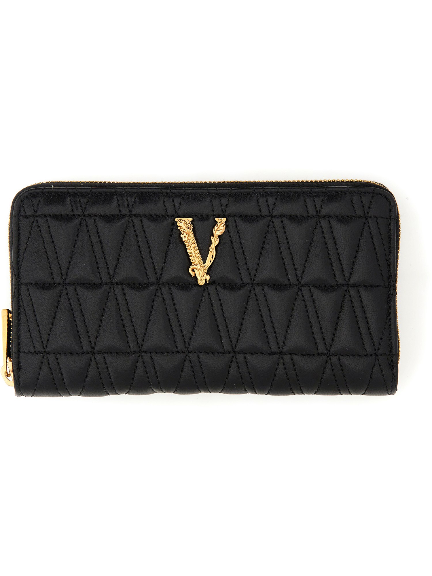 Versace quilted leather zip wallet