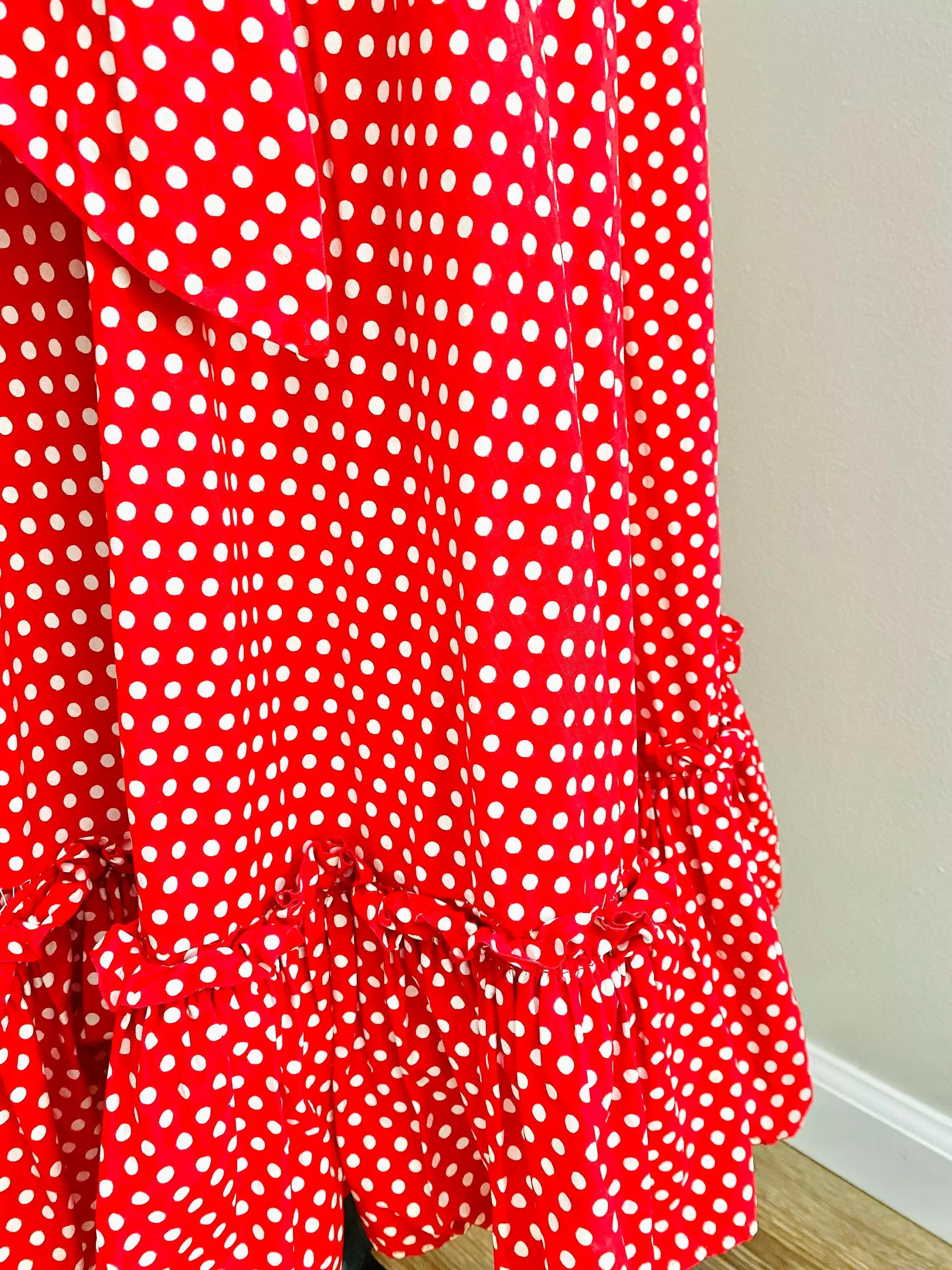 Vintage 1950s Red Polka Dot Cotton Maxi Skirt Size S