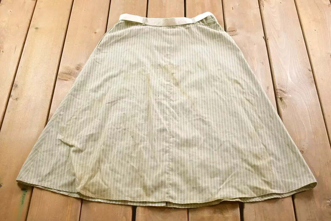 Vintage 1980s Joyce Jaguar Green Striped Skirt, Size 28 x 28 | American Vintage Fashion | Streetwear