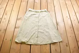 Vintage 1980s Joyce Jaguar Green Striped Skirt, Size 28 x 28 | American Vintage Fashion | Streetwear