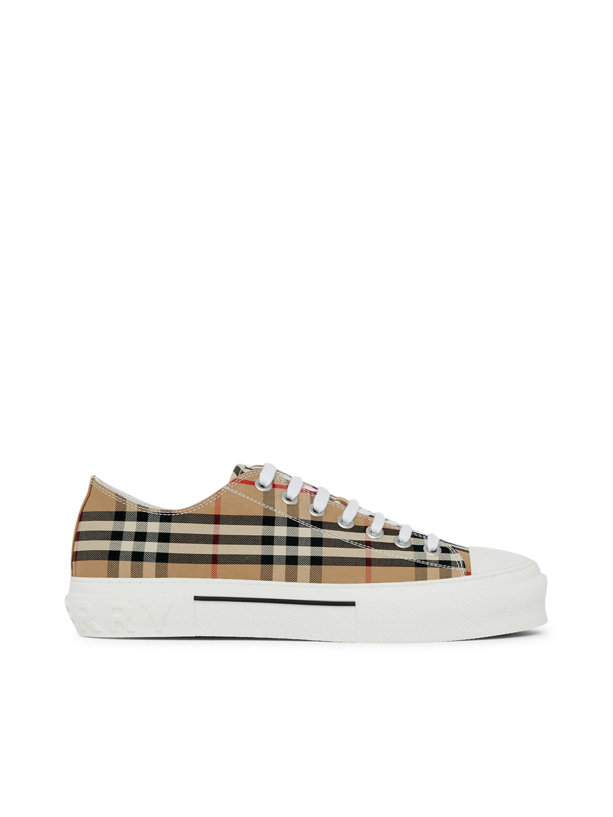 vintage check cotton sneakers