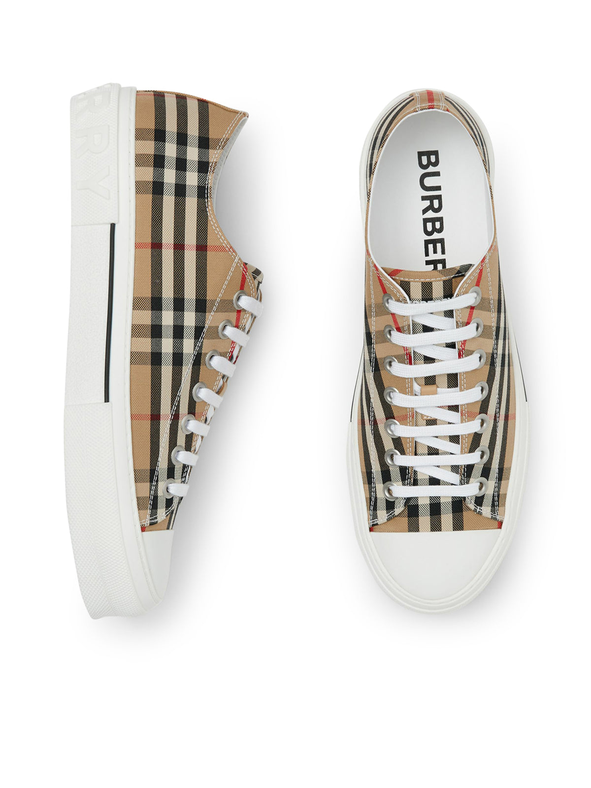 vintage check cotton sneakers