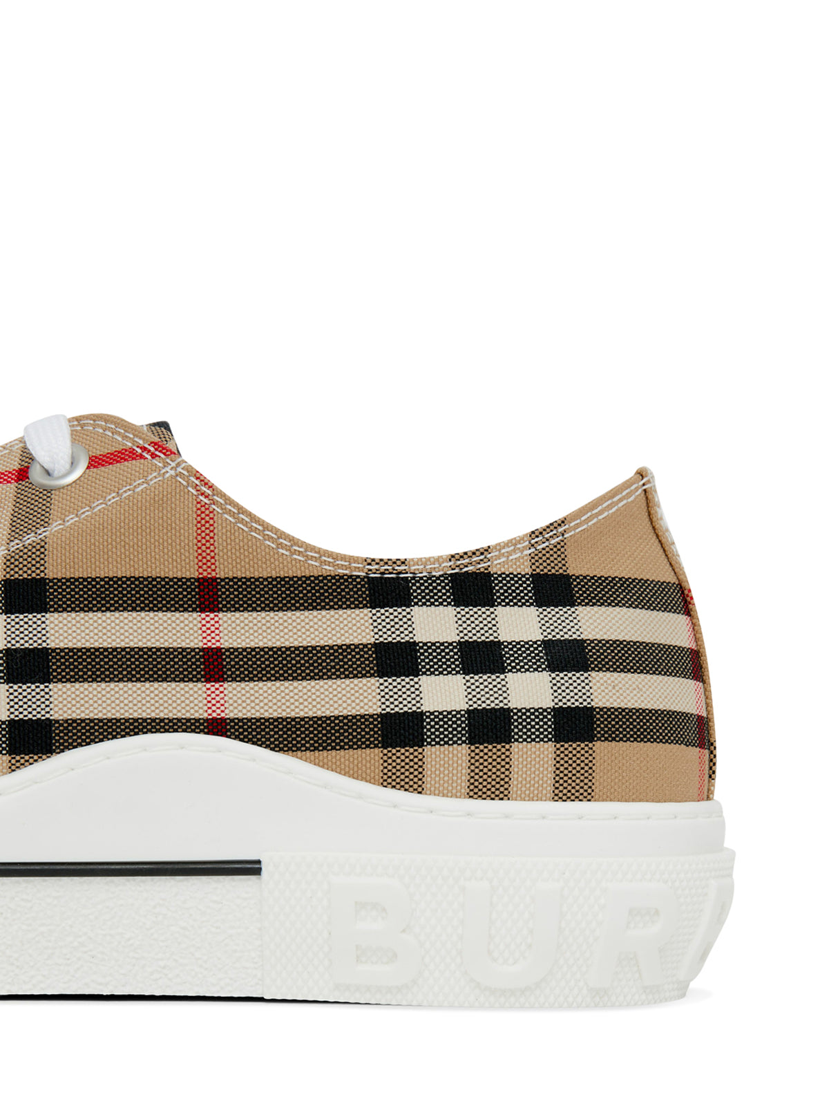 vintage check cotton sneakers