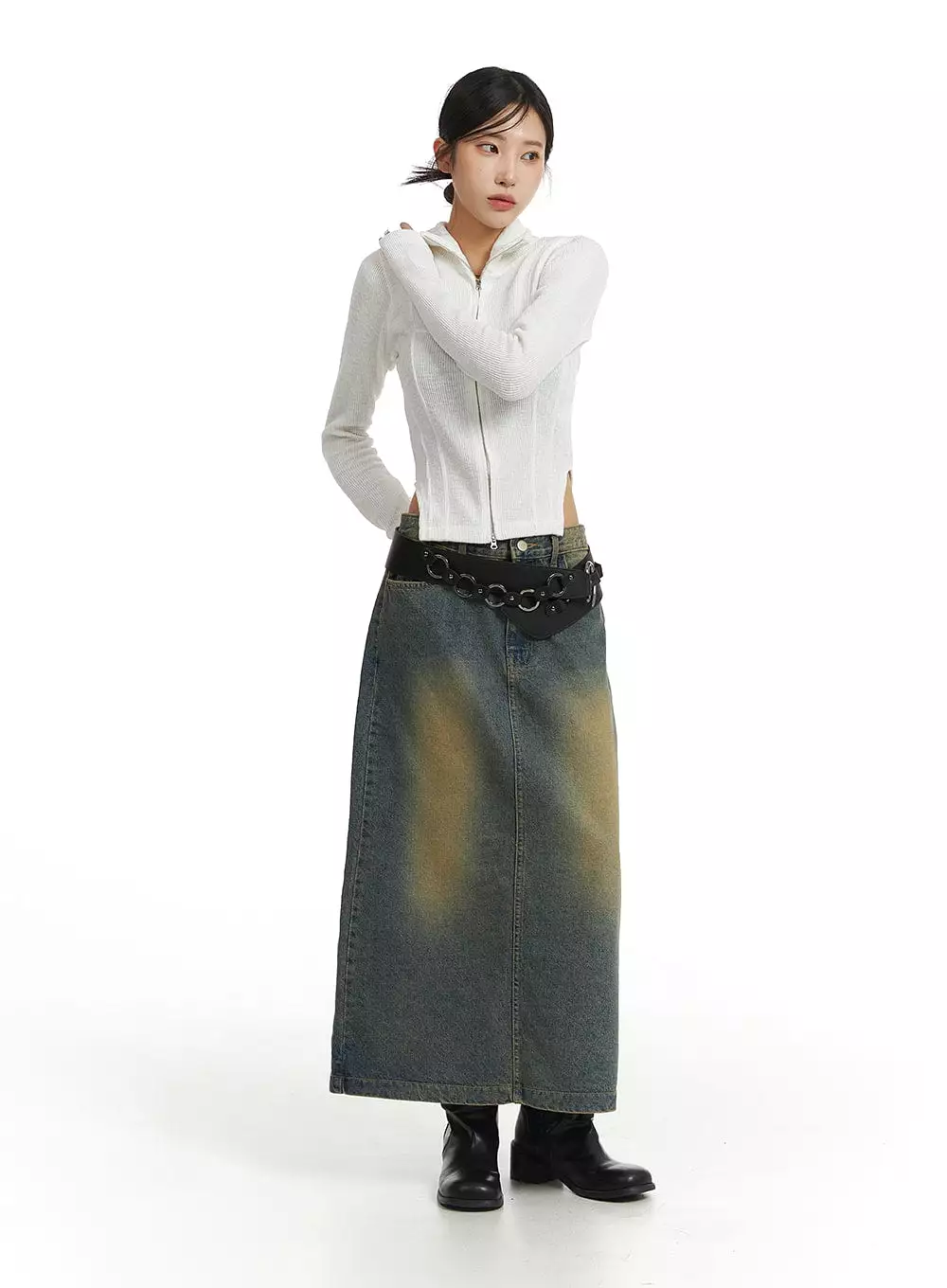 Vintage Denim Maxi Skirt - CJ431