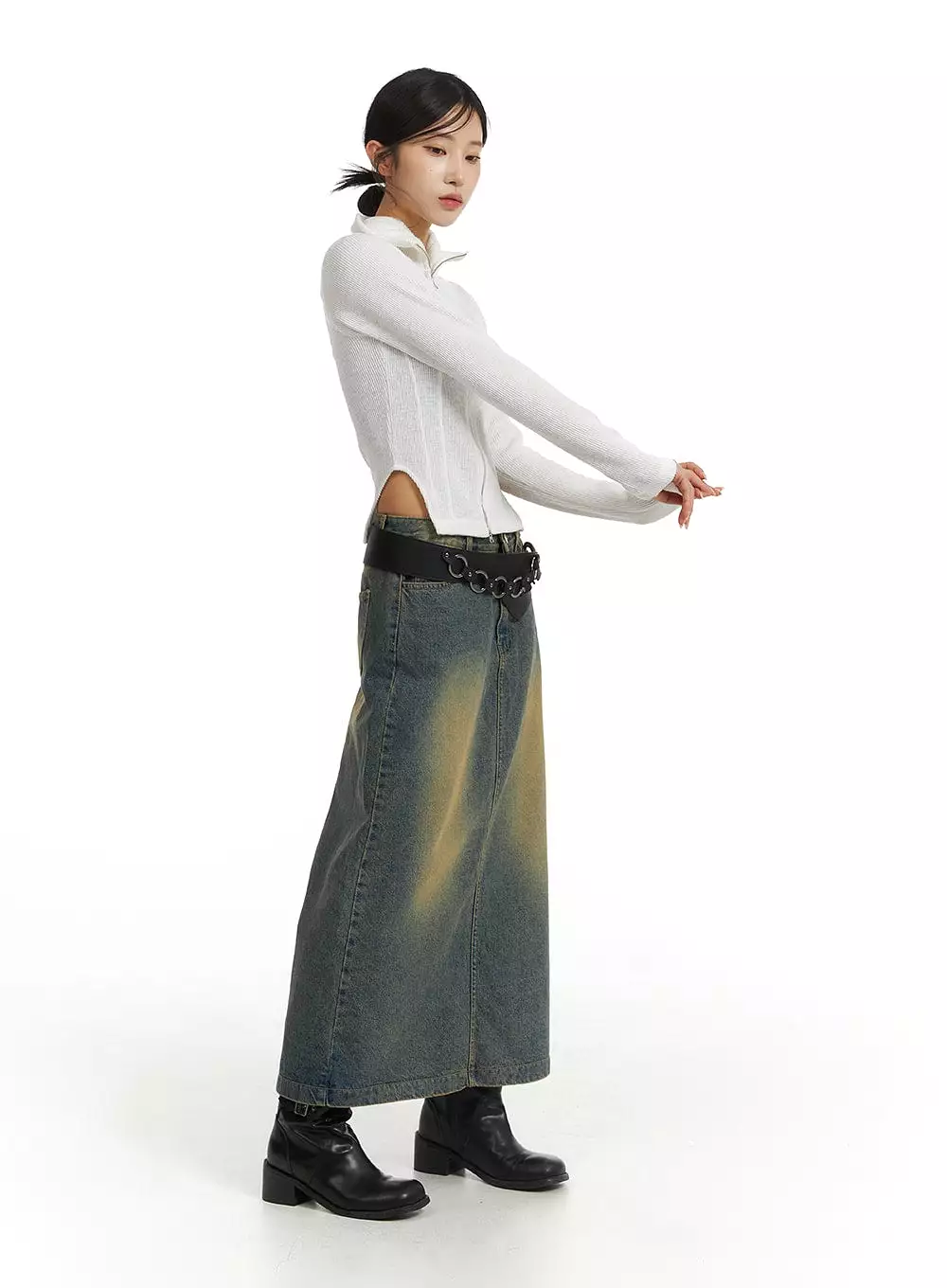 Vintage Denim Maxi Skirt - CJ431