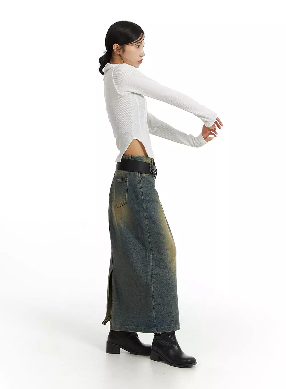 Vintage Denim Maxi Skirt - CJ431