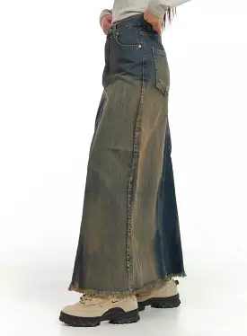 vintage denim maxi skirt